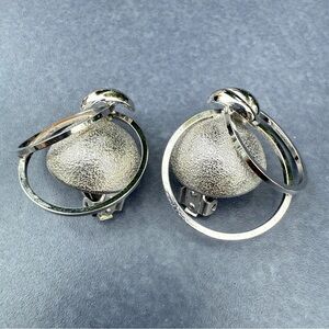 1950s Coro Mod Century Modern Double Hoop Abstract Earrings in Silver